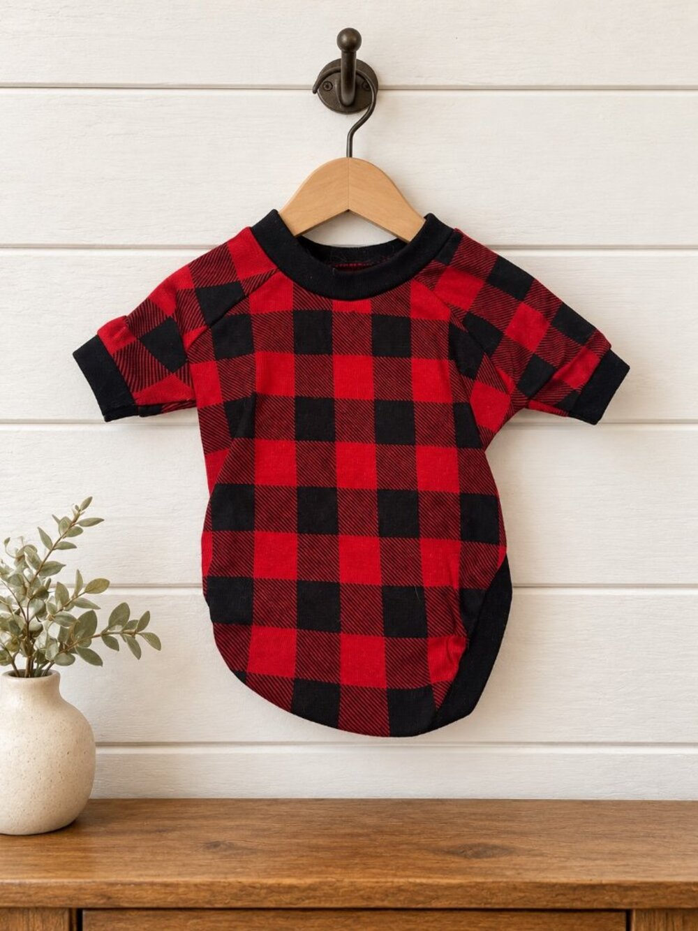 Lazy One Red & Black Buffalo Plaid Dog Shirt Size Medium 100% Cotton